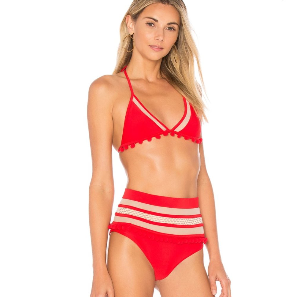 Tularosa Red High Waisted Bikini Set